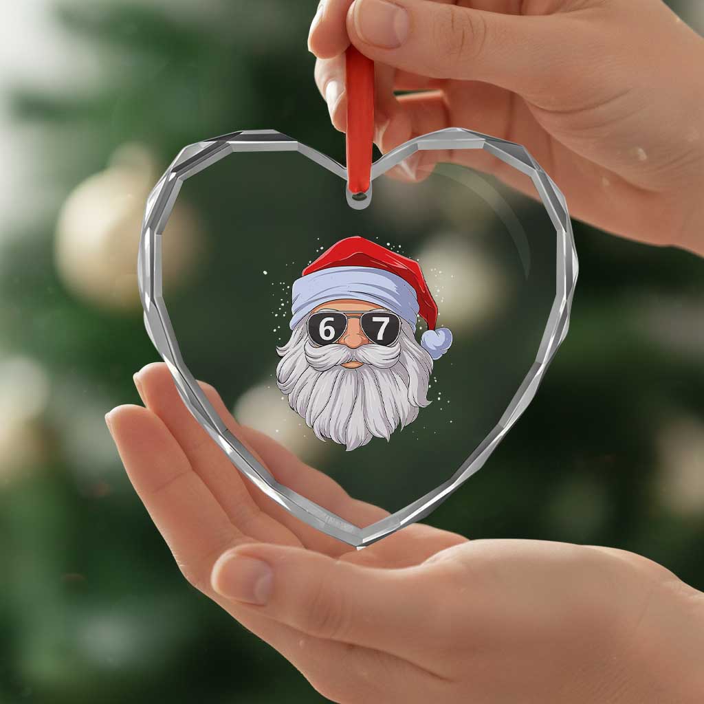 Six Seven 67 Christmas Meme Heart Crystal Glass Ornament Funny Brainrot Santa Claus Gen Alpha Slang TS10 Print Your Wear