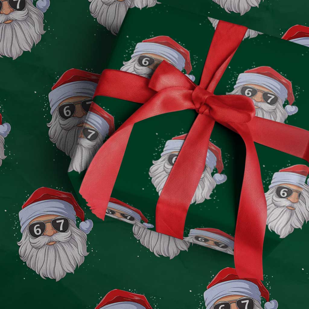 Six Seven 67 Christmas Meme Wrapping Paper Roll Funny Brainrot Santa Claus Gen Alpha Slang TS10 Green Print Your Wear