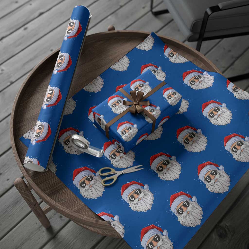 Six Seven 67 Christmas Meme Wrapping Paper Roll Funny Brainrot Santa Claus Gen Alpha Slang TS10 Blue Print Your Wear