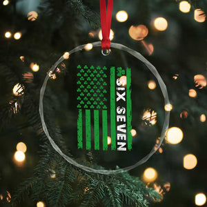 Six Seven 67 St Patricks Day Shamrock Vintage American Flag Crystal Glass Ornament TS11 Print Your Wear