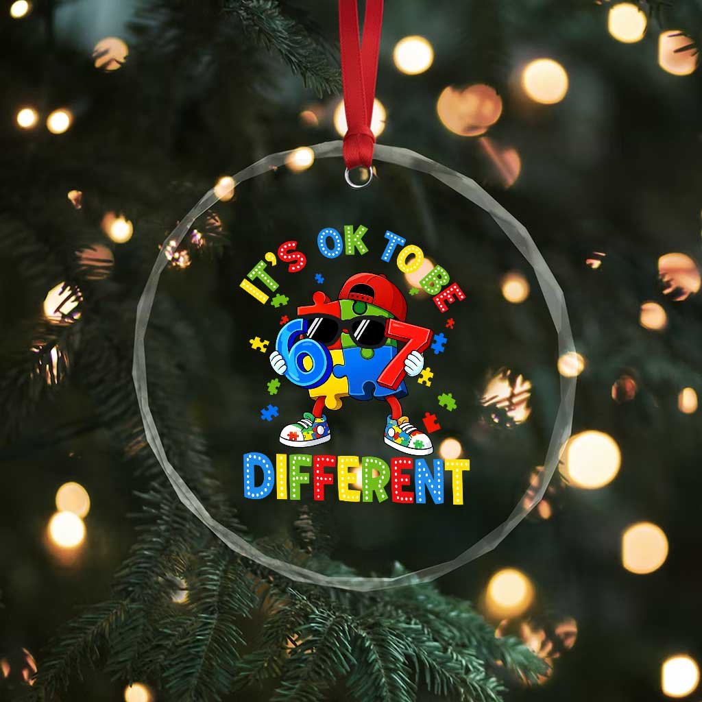 Six Seven Autism Awareness Crystal Glass Ornament It Is Ok To Be Different 67 Meme Puzzle TS11 Print Your Wear
