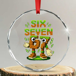 Six Seven Brainrot Italian Funny 67 Kids Gaming Meme Crystal Glass Ornament TS10 Transparent Glass 3'' Circle Print Your Wear
