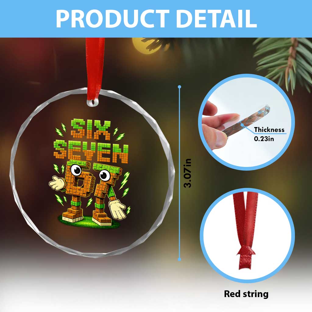 Six Seven Brainrot Italian Funny 67 Kids Gaming Meme Crystal Glass Ornament TS10 Print Your Wear