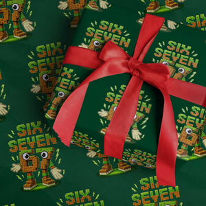 Six Seven Brainrot Italian Funny 67 Kids Gaming Meme Wrapping Paper Roll TS10 Green Print Your Wear