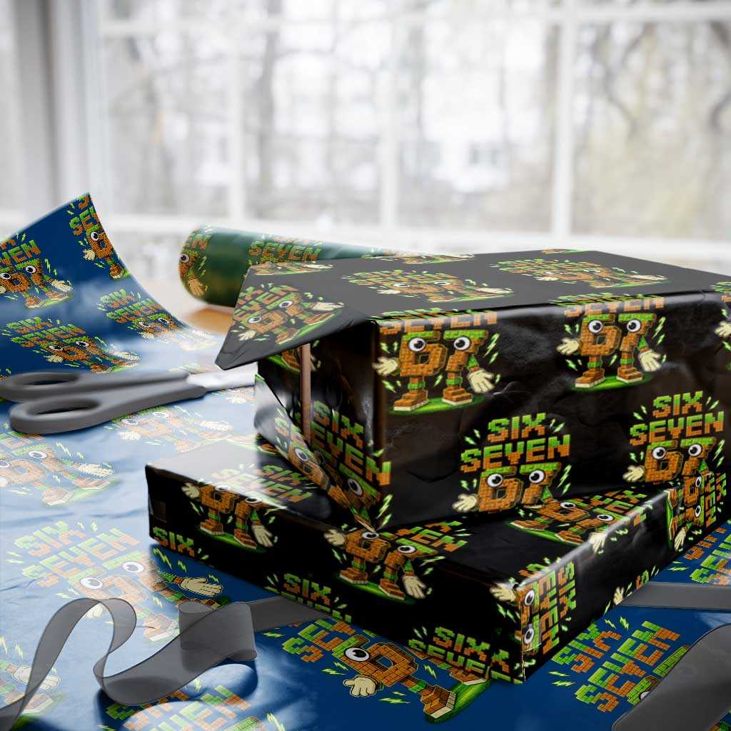 Six Seven Brainrot Italian Funny 67 Kids Gaming Meme Wrapping Paper Roll TS10 Black Print Your Wear