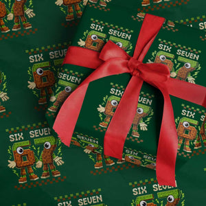 Six Seven Brainrot Italian Funny 67 Wrapping Paper Roll Checkered Kids Gaming Meme TS10 Green Print Your Wear