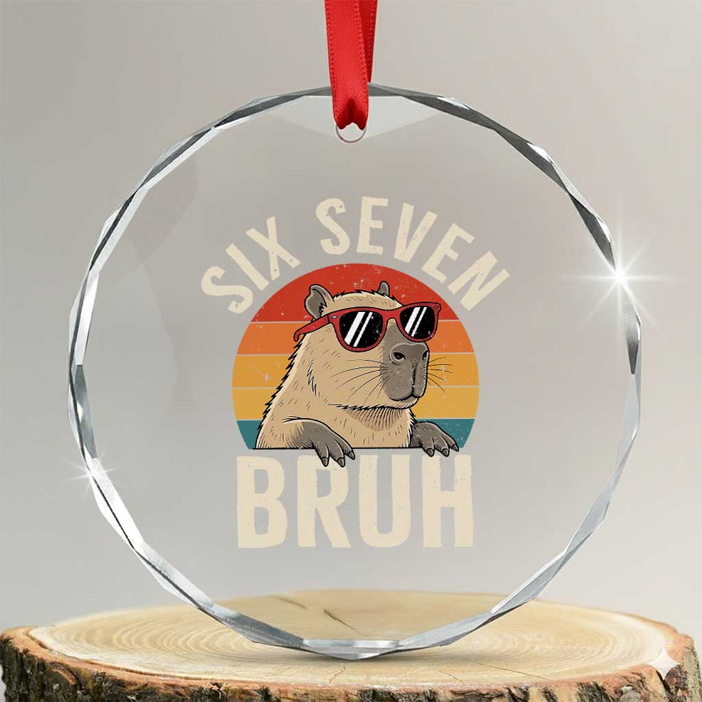 Six Seven Bruh 67 Meme Funny Capybara Crystal Glass Ornament TS10 Transparent Glass 3'' Circle Print Your Wear