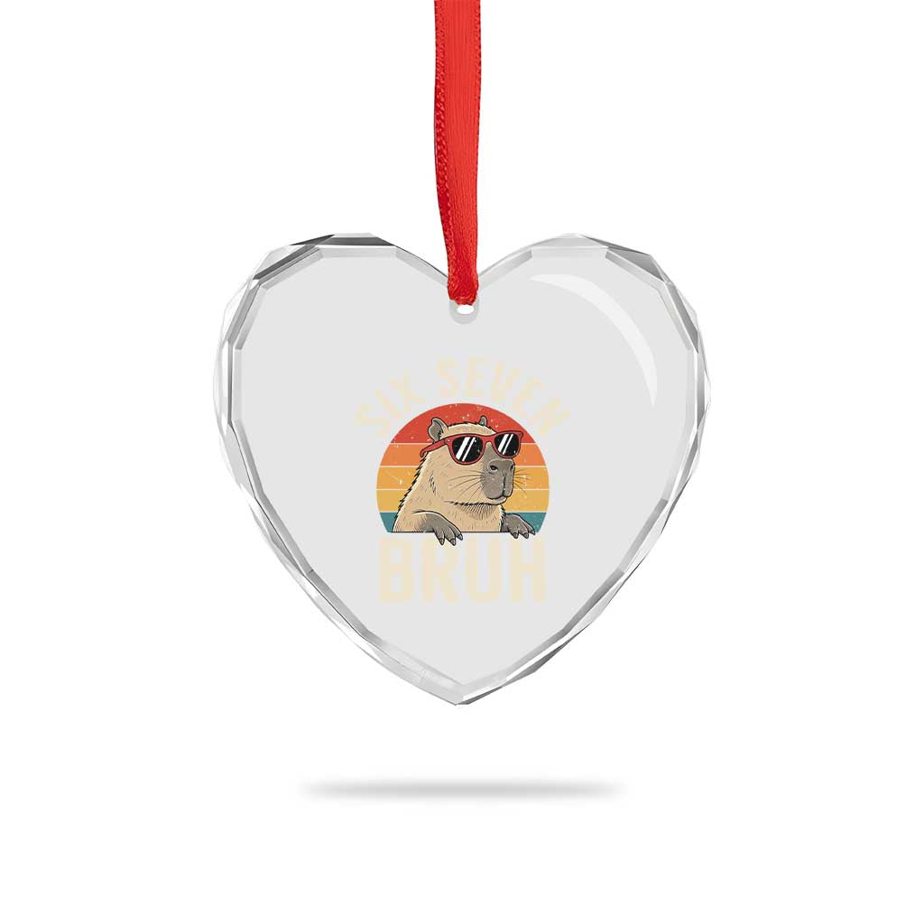 Six Seven Bruh 67 Meme Funny Capybara Heart Crystal Glass Ornament TS10 Print Your Wear