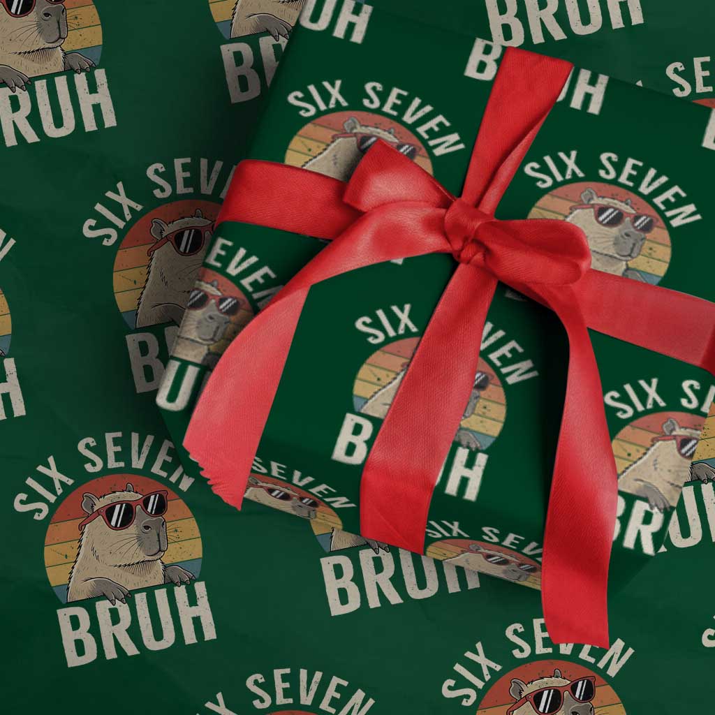 Six Seven Bruh 67 Meme Funny Capybara Wrapping Paper Roll TS10 Green Print Your Wear
