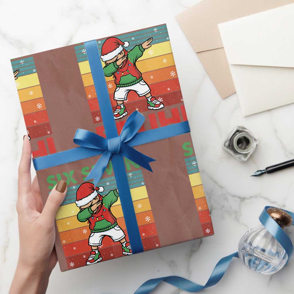 Six Seven Bruh Christmas Dabbing Wrapping Paper Roll Funny 67 Meme Retro Santa Kid Vibes TS02 Mocha Print Your Wear