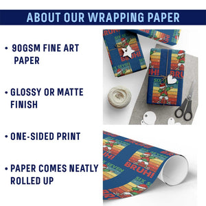 Six Seven Bruh Christmas Dabbing Wrapping Paper Roll Funny 67 Meme Retro Santa Kid Vibes TS02 Print Your Wear