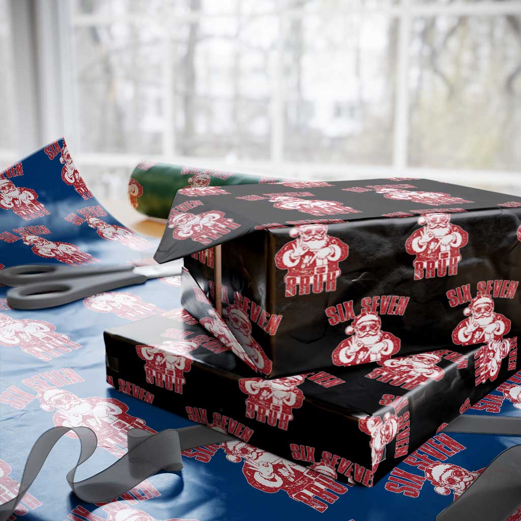 Six Seven Bruh Funny Christmas Wrapping Paper Roll Santa 67 Meme Teens Boys Kids Xmas Pajamas TS10 Black Print Your Wear