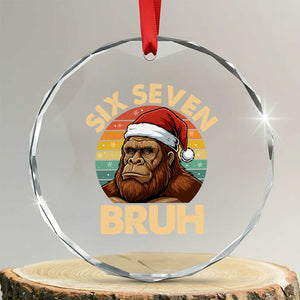 Six Seven Bruh Meme Christmas Bigfoot Crystal Glass Ornament 67 Sasquatch Santa Retro Holiday TS02 Transparent Glass 3'' Circle Print Your Wear