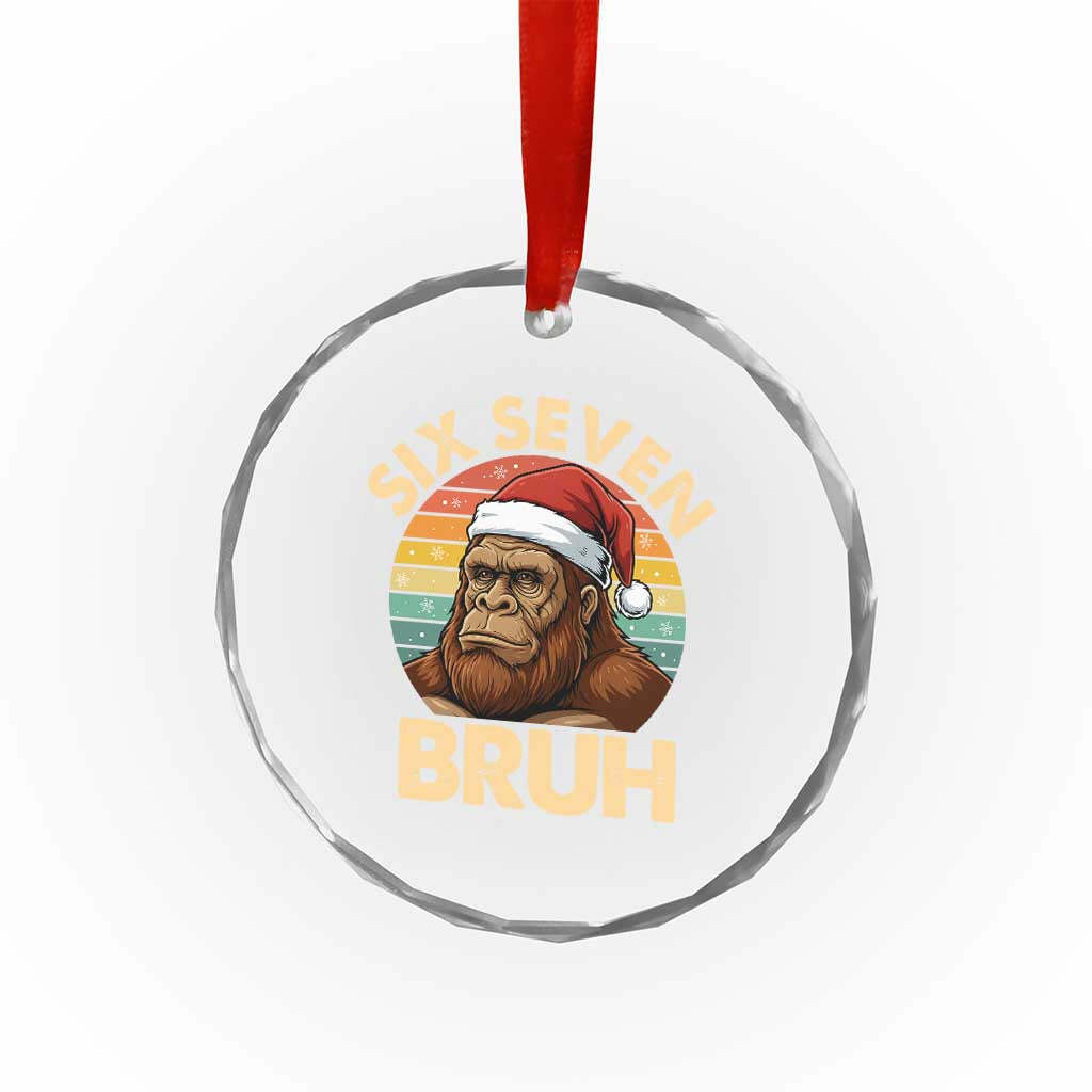 Six Seven Bruh Meme Christmas Bigfoot Crystal Glass Ornament 67 Sasquatch Santa Retro Holiday TS02 Print Your Wear