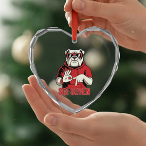 Six Seven Bulldog Meme Heart Crystal Glass Ornament Funny 67 Mascot Signs Internet Brainrot Lover TS02 Print Your Wear