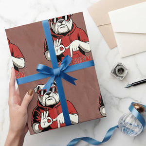 Six Seven Bulldog Meme Wrapping Paper Roll Funny 67 Mascot Signs Internet Brainrot Lover TS02 Mocha Print Your Wear