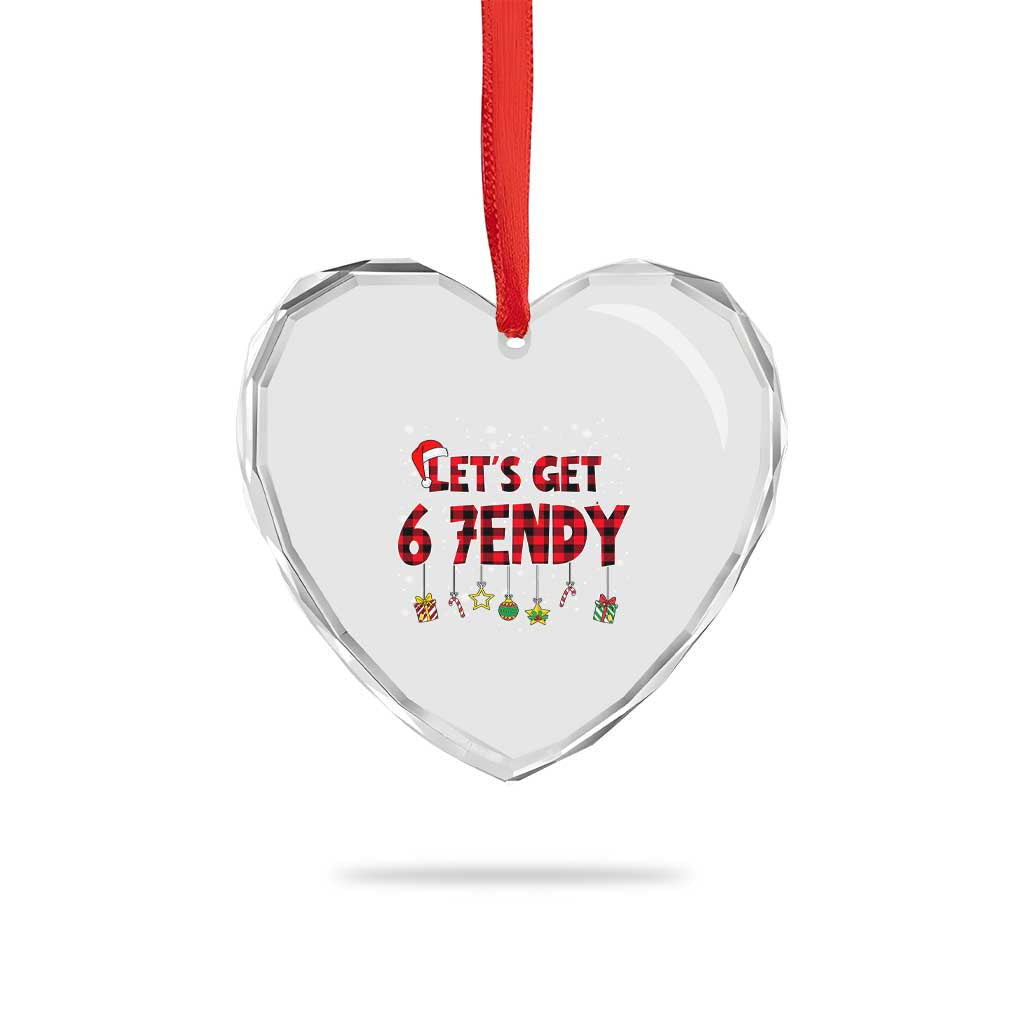 Six Seven Christmas Heart Crystal Glass Ornament Let's get Sendy 7endy Funny 67 6 7 Meme Gen Alpha Slang TS10 Print Your Wear