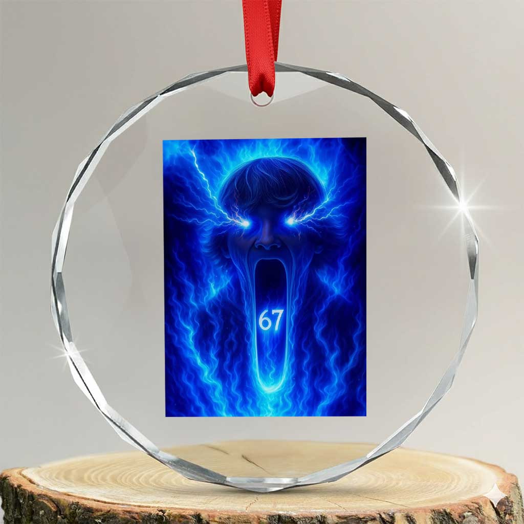 Six Seven Energy Overload Graphic Crystal Glass Ornament 67 Mason Kid Analog Horror Meme TS02 Transparent Glass 3'' Circle Print Your Wear