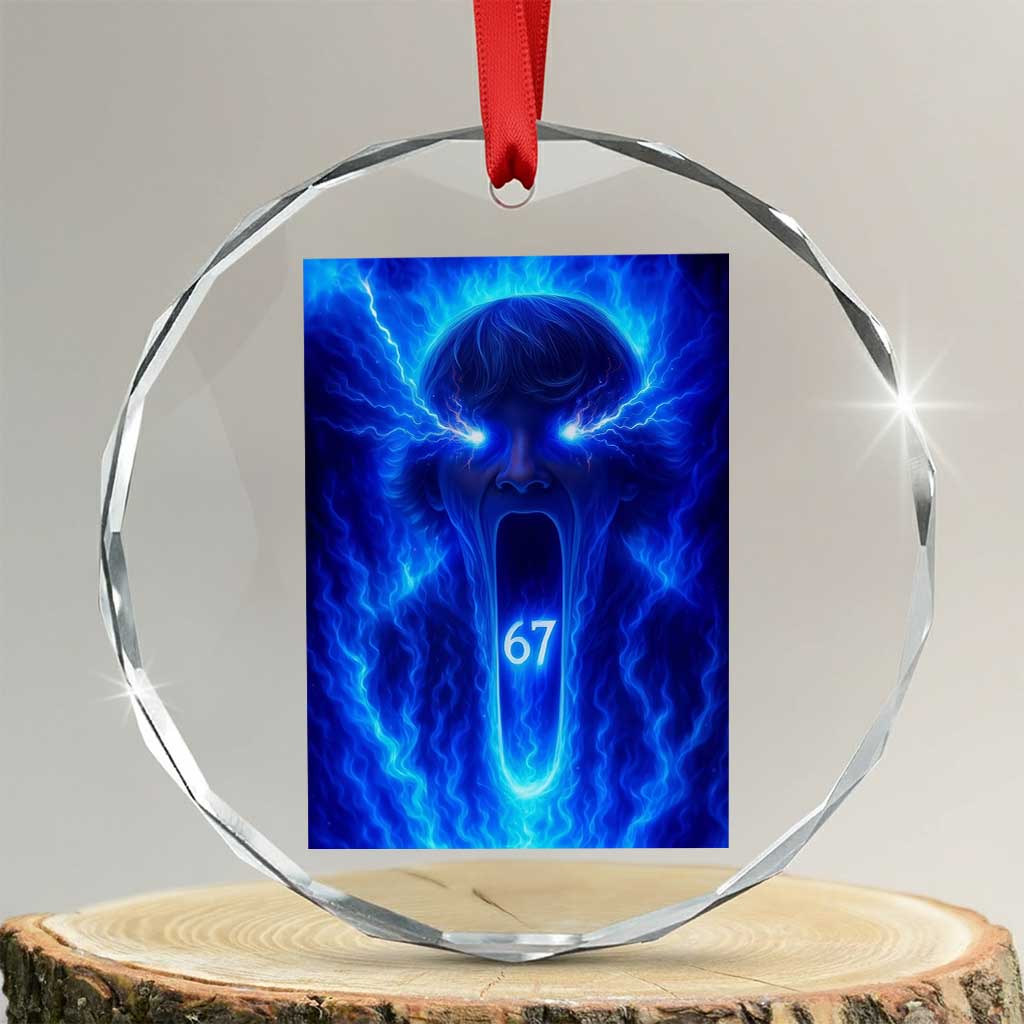 Six Seven Energy Overload Graphic Crystal Glass Ornament 67 Mason Kid Analog Horror Meme TS02 Transparent Glass 3'' Circle Print Your Wear