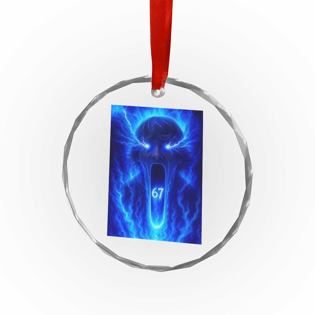 Six Seven Energy Overload Graphic Crystal Glass Ornament 67 Mason Kid Analog Horror Meme TS02 Transparent Glass 3'' Circle Print Your Wear