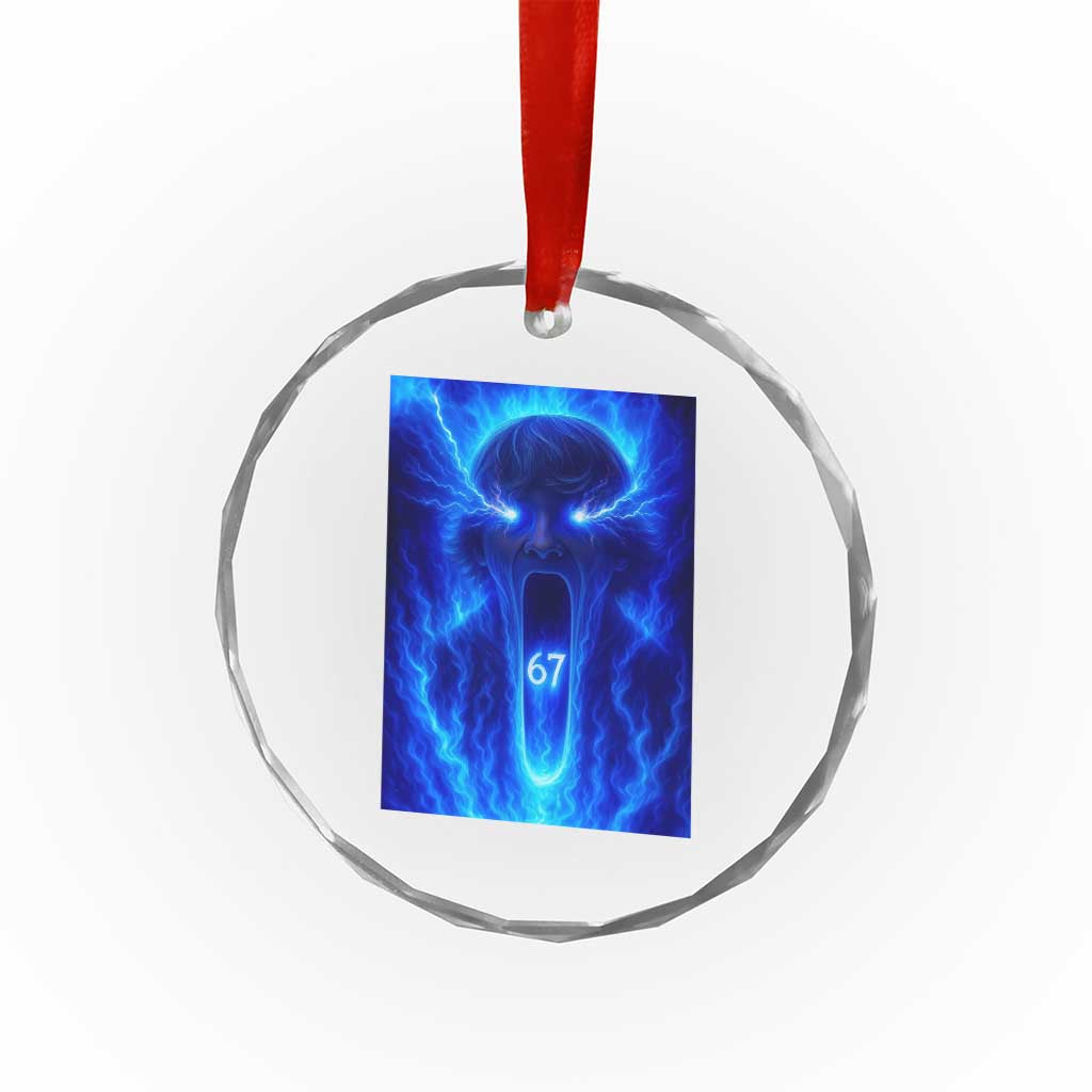 Six Seven Energy Overload Graphic Crystal Glass Ornament 67 Mason Kid Analog Horror Meme TS02 Print Your Wear