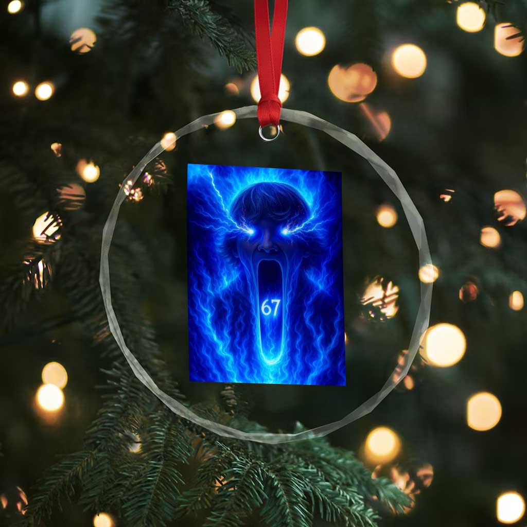 Six Seven Energy Overload Graphic Crystal Glass Ornament 67 Mason Kid Analog Horror Meme TS02 Print Your Wear