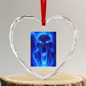 Six Seven Energy Overload Graphic Heart Crystal Glass Ornament 67 Mason Kid Analog Horror Meme TS02 Transparent Glass 3'' Heart Print Your Wear