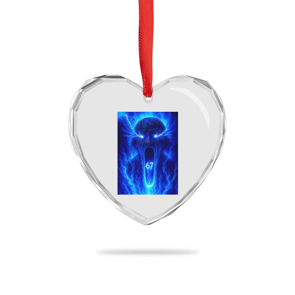 Six Seven Energy Overload Graphic Heart Crystal Glass Ornament 67 Mason Kid Analog Horror Meme TS02 Print Your Wear