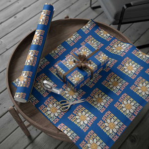 Six Seven Flower Power Wrapping Paper Roll Viral 67 Meme with Retro Daisy TS02 Blue Print Your Wear