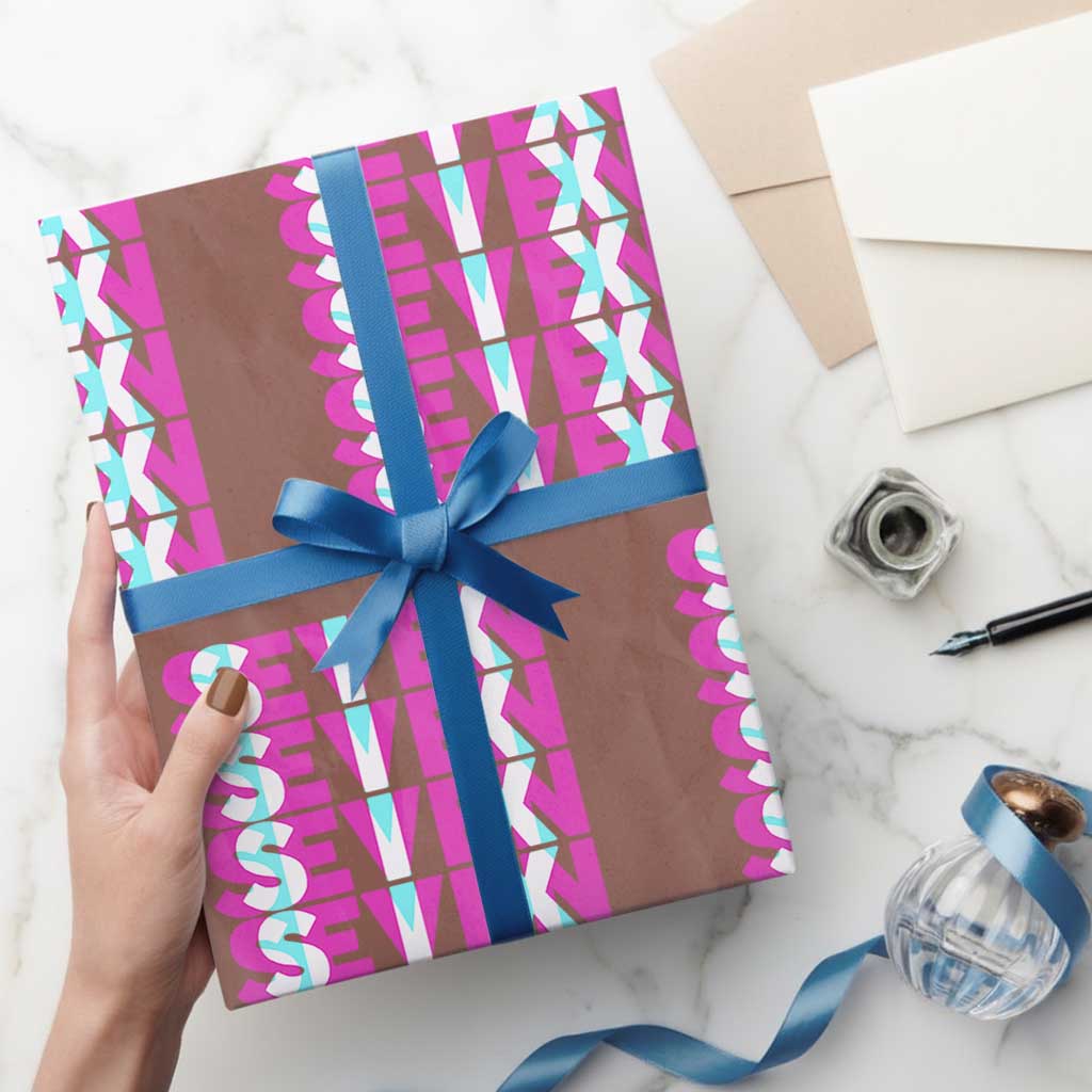 Six Seven Glitch Optical Illusion Meme Wrapping Paper Roll Funny Gen Z Alpha Gift TS12 Mocha Print Your Wear
