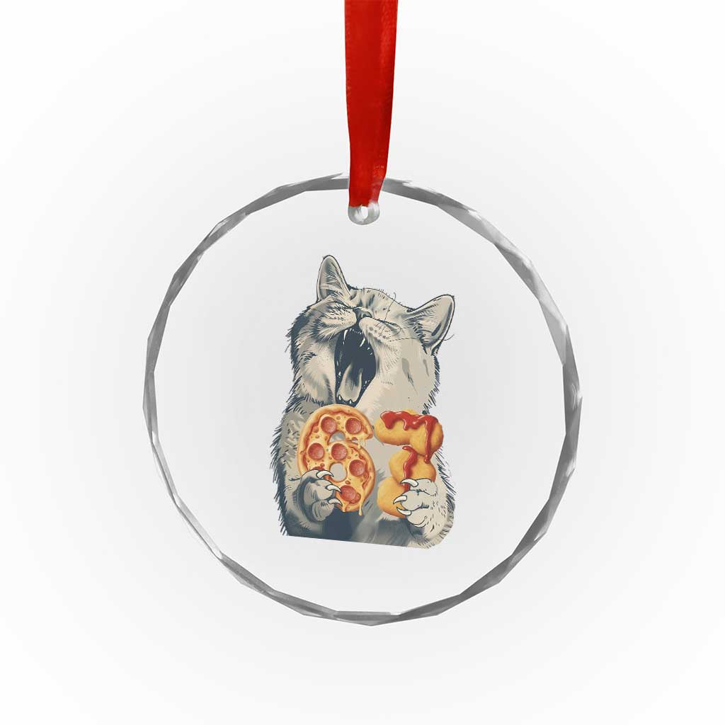 Six Seven Meme Cat 67 Pizza Nugget Crystal Glass Ornament Funny Gen Alpha 67 Trend Gift TS12 Print Your Wear