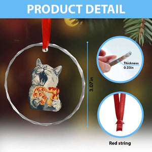 Six Seven Meme Cat 67 Pizza Nugget Crystal Glass Ornament Funny Gen Alpha 67 Trend Gift TS12 Print Your Wear