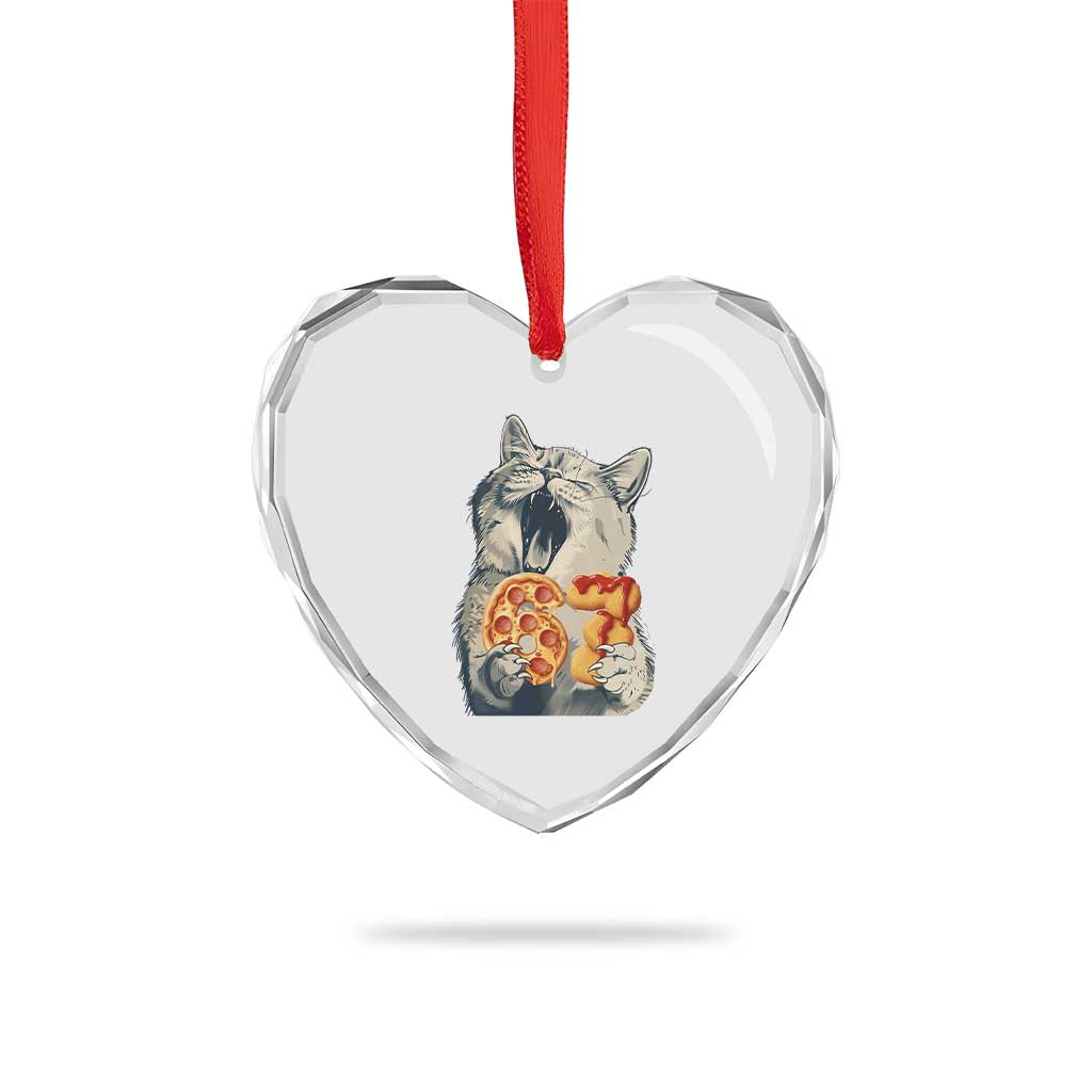 Six Seven Meme Cat 67 Pizza Nugget Heart Crystal Glass Ornament Funny Gen Alpha 67 Trend Gift TS12 Print Your Wear