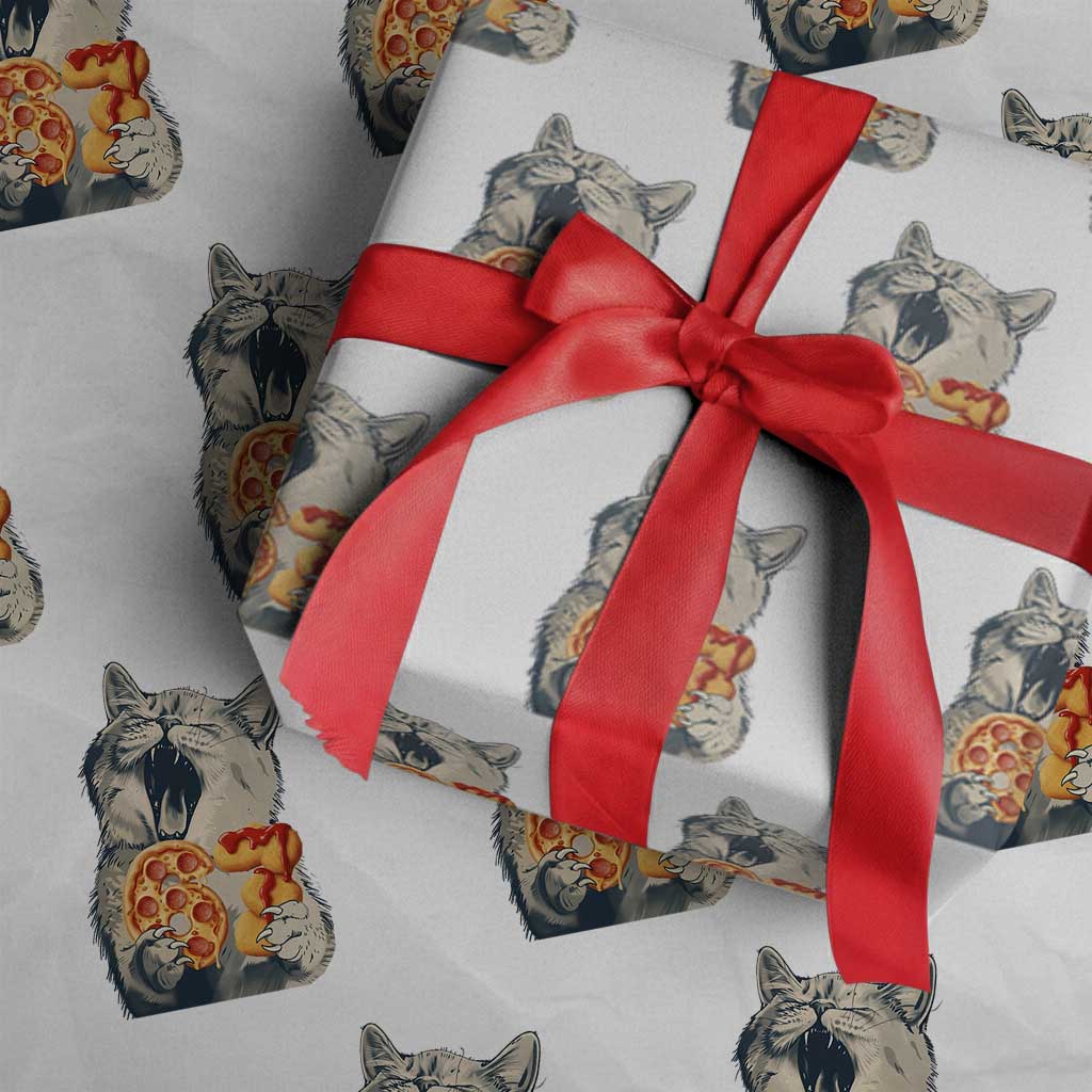 Six Seven Meme Cat 67 Pizza Nugget Wrapping Paper Roll Funny Gen Alpha 67 Trend Gift TS12 White Print Your Wear
