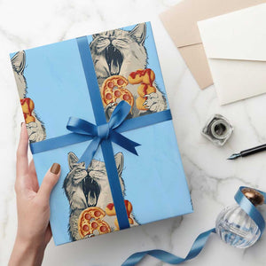 Six Seven Meme Cat 67 Pizza Nugget Wrapping Paper Roll Funny Gen Alpha 67 Trend Gift TS12 Light Blue Print Your Wear