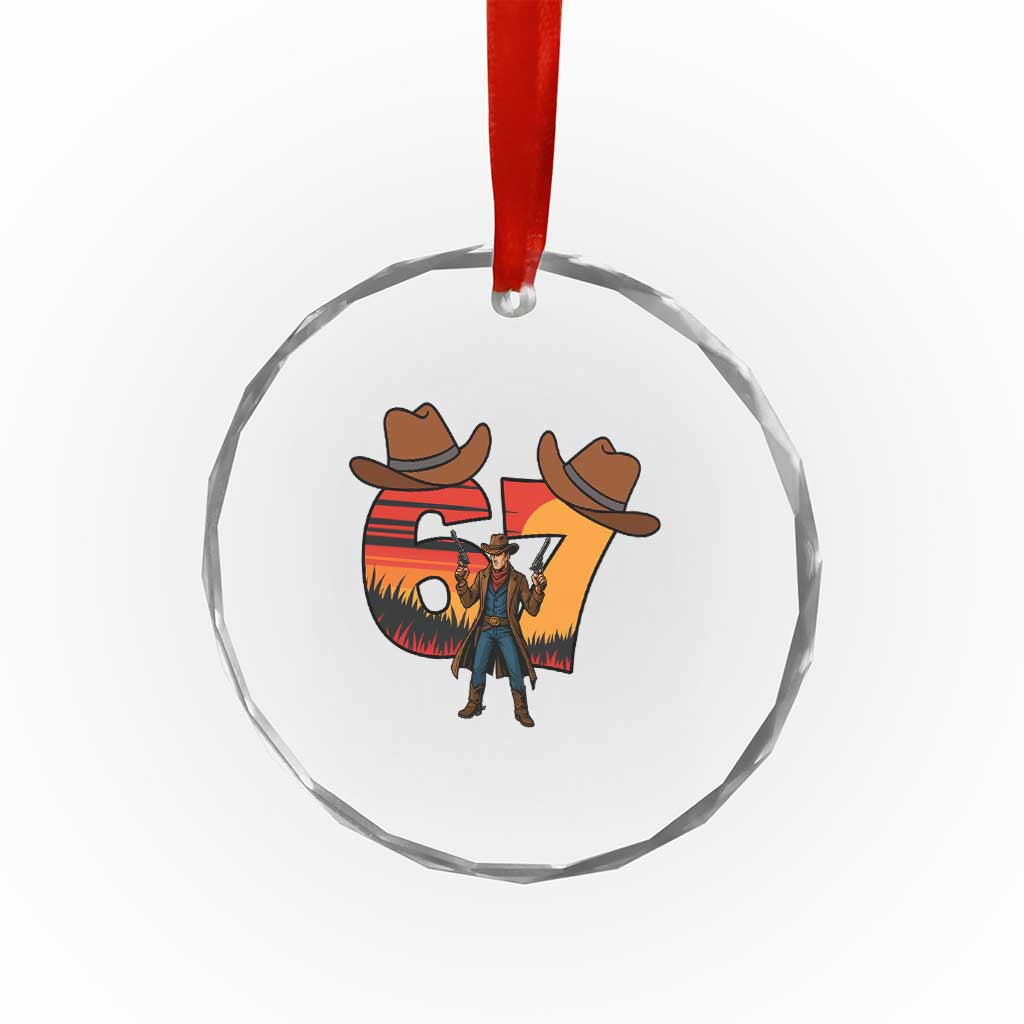 Six Seven Meme Cowboy Crystal Glass Ornament Funny Western 67 Trend Gift TS12 Print Your Wear