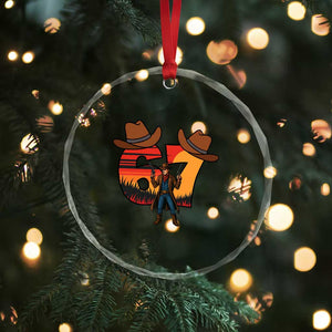 Six Seven Meme Cowboy Crystal Glass Ornament Funny Western 67 Trend Gift TS12 Print Your Wear