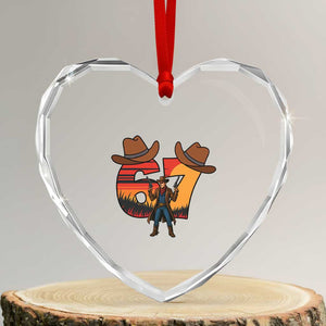 Six Seven Meme Cowboy Heart Crystal Glass Ornament Funny Western 67 Trend Gift TS12 Transparent Glass 3'' Heart Print Your Wear