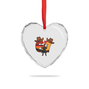 Six Seven Meme Cowboy Heart Crystal Glass Ornament Funny Western 67 Trend Gift TS12 Print Your Wear