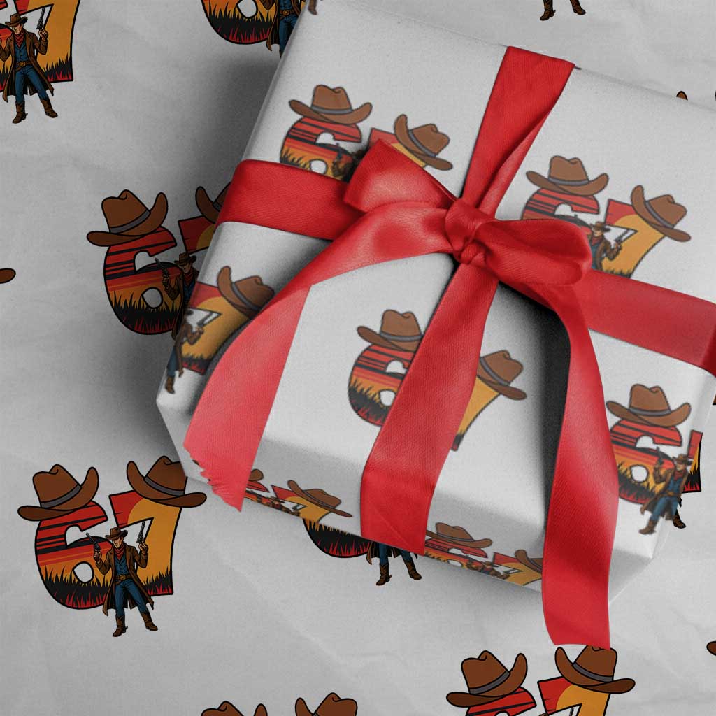 Six Seven Meme Cowboy Wrapping Paper Roll Funny Western 67 Trend Gift TS12 White Print Your Wear