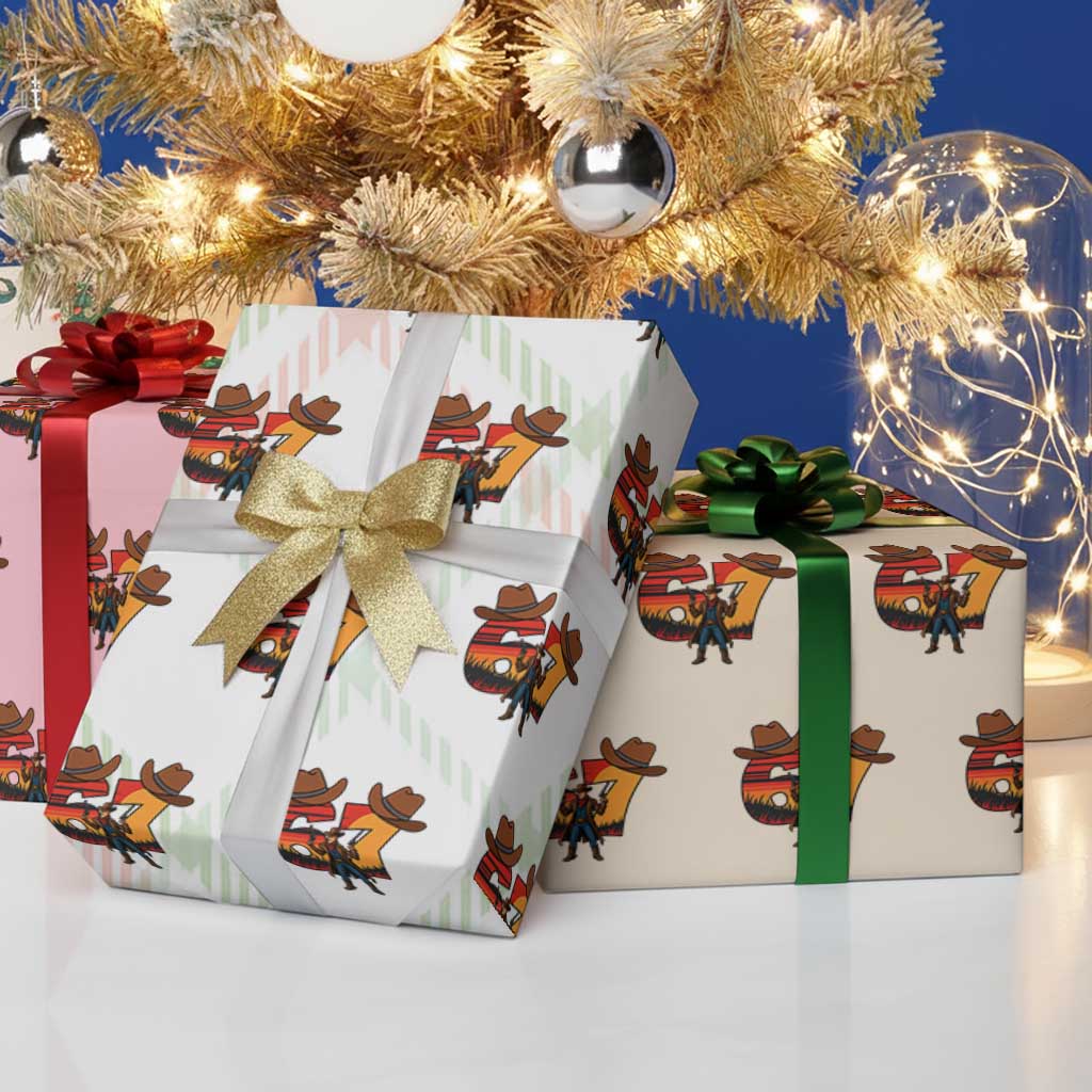 Six Seven Meme Cowboy Wrapping Paper Roll Funny Western 67 Trend Gift TS12 Print Your Wear