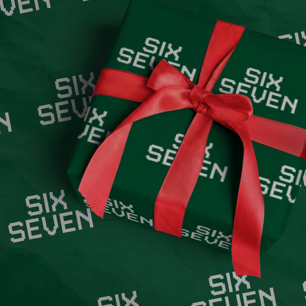 Six Seven Meme Pixel 67 Gen Alpha Internet Joke Wrapping Paper Roll TS11 Green Print Your Wear