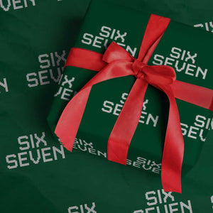 Six Seven Meme Pixel 67 Gen Alpha Internet Joke Wrapping Paper Roll TS11 Green Print Your Wear