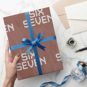 Six Seven Meme Pixel 67 Gen Alpha Internet Joke Wrapping Paper Roll TS11 Mocha Print Your Wear