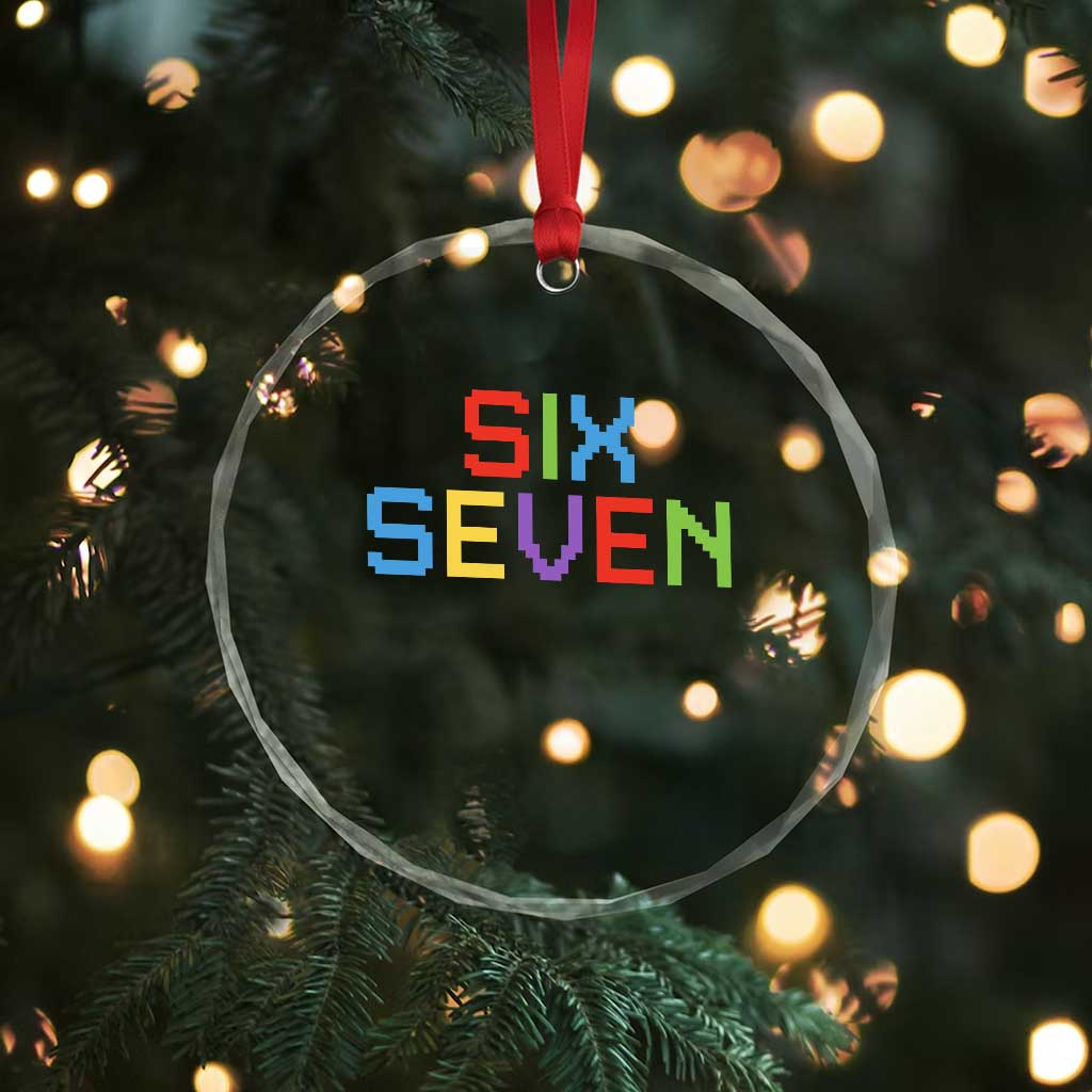 Six Seven Meme Pixel 67 Gen Alpha Meme Crystal Glass Ornament TS11 Print Your Wear