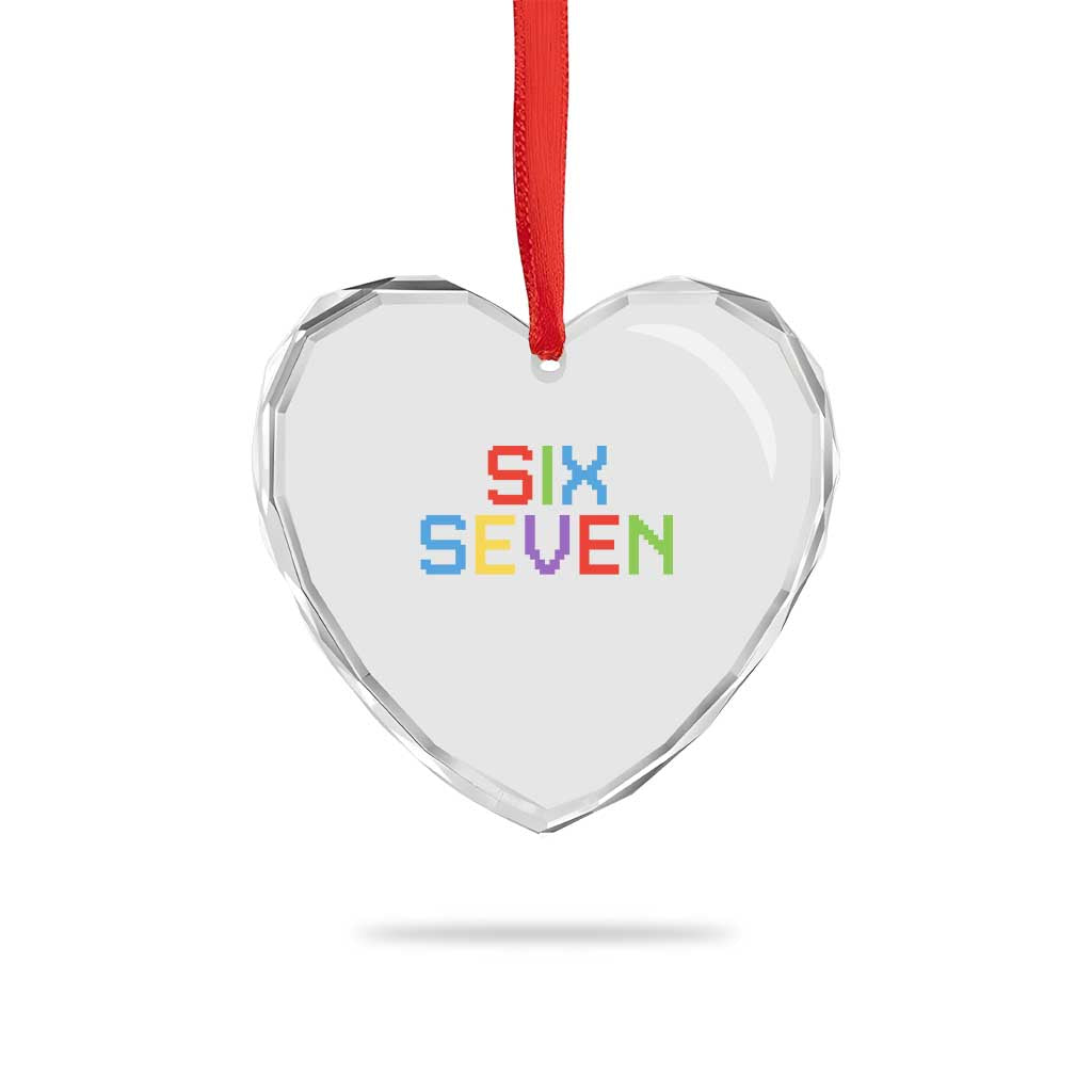 Six Seven Meme Pixel 67 Gen Alpha Meme Heart Crystal Glass Ornament TS11 Print Your Wear
