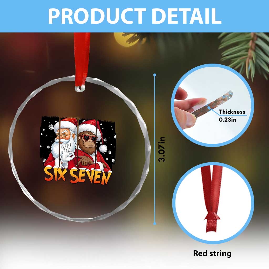 Six Seven Meme Santa Bigfoot Crystal Glass Ornament 67 Viral Gen Alpha Slang Christmas Gift TS12 Print Your Wear