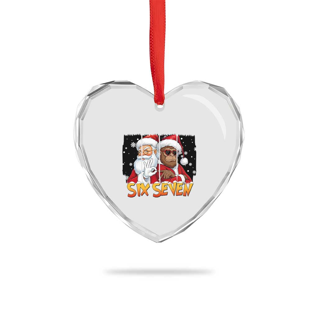Six Seven Meme Santa Bigfoot Heart Crystal Glass Ornament 67 Viral Gen Alpha Slang Christmas Gift TS12 Print Your Wear
