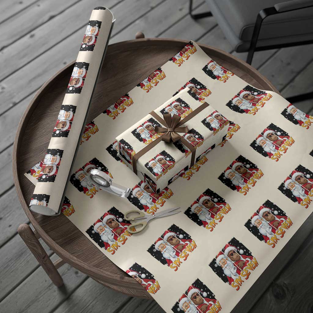 Six Seven Meme Santa Bigfoot Wrapping Paper Roll 67 Viral Gen Alpha Slang Christmas Gift TS12 Beige Print Your Wear