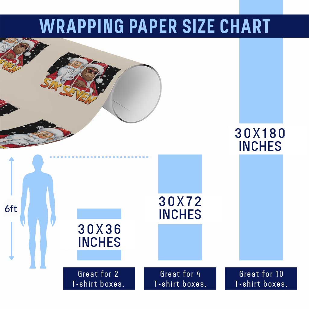 Six Seven Meme Santa Bigfoot Wrapping Paper Roll 67 Viral Gen Alpha Slang Christmas Gift TS12 Print Your Wear